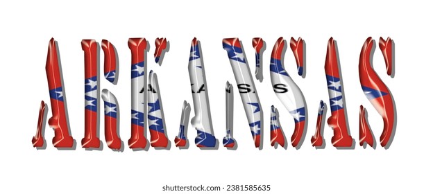 ARKANSAS USA flag text font, 3D ARKANSAS USA flag colorful background, ARKANSAS USA flag vector illustration