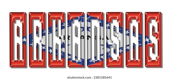 ARKANSAS USA flag text font, 3D ARKANSAS USA flag colorful background, ARKANSAS USA flag vector illustration