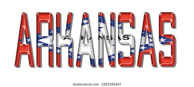 ARKANSAS USA flag text font, 3D ARKANSAS USA flag colorful background, ARKANSAS USA flag vector illustration