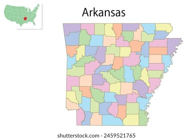 Arkansas USA Map Colorful Icons