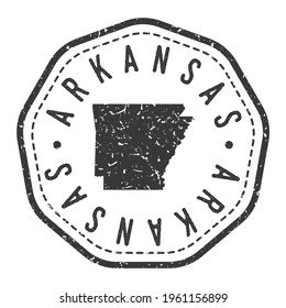 Arkansas, USA Map Stamp Retro Postmark. Silhouette Postal Passport. Seal Round Vector Icon. Badge Vintage Postage Design.