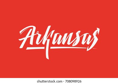 Arkansas USA State Word Logo Hand Painted Brush Lettering Calligraphy Logo Template