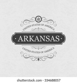 Arkansas USA State.Vintage frame.