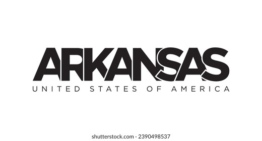 Arkansas, USA typography slogan design. America logo with graphic city lettering for print and web products.