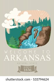 Arkansas vector american poster. USA travel illustration. United States of America colorful greeting card. svg