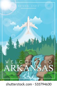 Arkansas vector american poster. USA travel illustration. United States of America colorful greeting card. svg