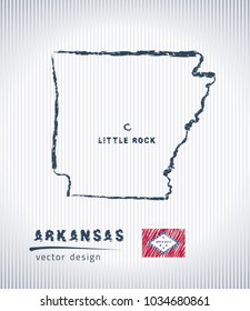 Arkansas vector chalk drawing map isolated on a white background