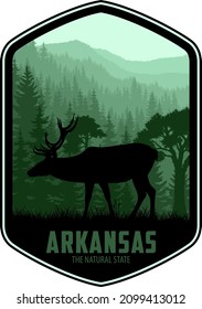 Arkansas vector label with white-tailed deer