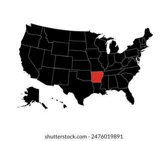 Arkansas vector map. High detailed illustration. United state of America country.