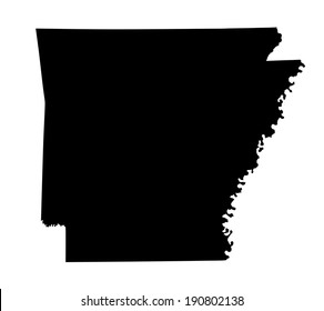 Arkansas vector map silhouette isolated on white background. Silhouette illustration. United state of America country. Arkansas map.