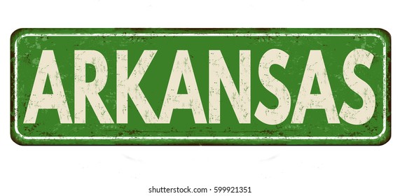Arkansas vintage rusty metal sign on a white background, vector illustration