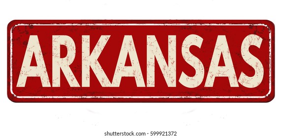 Arkansas vintage rusty metal sign on a white background, vector illustration