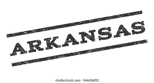 Arkansas watermark stamp. Text caption between parallel lines with grunge design style. Rubber seal stamp with dust texture. Vector gray color ink imprint on a white background.
