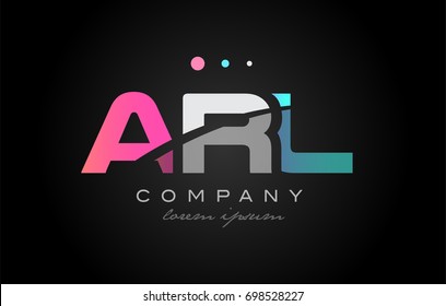 ARL a r l three 3 letter logo combination alphabet vector creative company icon design template modern  pink blue white grey