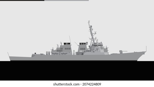 ARLEIGH BURKE Flight I Class. United States Navy Guided Missile Destroyer. Vector Image For Illustrations And Infographics.