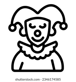 Arlequin, Clown in a hat line icon, theater concept, harlequin costume vector sign on white background, outline style icon mobile concept web design. Vector graphics.