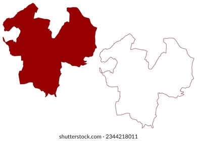 Arlesheim District (Schweiz, Schweizerische Eidgenossenschaft, Kanton Basel-Landschaft oder Basel-Land, Baselland oder Baselbiet) Karte, Vektorgrafik, Skizze Bezirk Arlesheim Arlesheim Karte