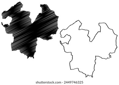 Bezirk Arlesheim (Schweiz, Schweizerische Eidgenossenschaft, Kanton Basel-Landschaft oder Country, Baselland oder Baselbiet) Vektorillustration, Skizze des Bezirks Arlesheim