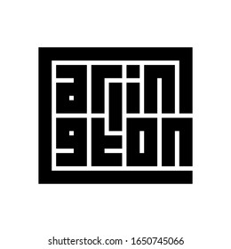 Arlington Calligraphy Logo in black color and block code style