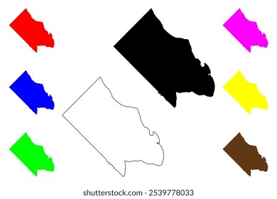 Condado de Arlington, Commonwealth da Virgínia (Condado dos EUA, Estados Unidos da América, EUA, EUA) mapa ilustração vetorial, esboço de rabisco Mapa de Arlington