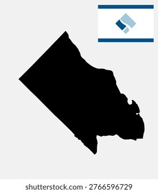 Arlington county map vector silhouette illustration isolated. USA county in Virginia state symbol shape shadow. Sticker Arlington county emblem banner. Plan of Arlington scheme. Arlington flag map