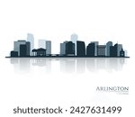 Arlington skyline silhouette with reflection. Landscape Arlington, Virginia. Vector illustration.