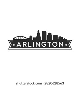 Arlington Skyline Silhouette With Text On White Background