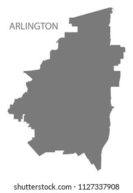 Arlington Texas city map grey illustration silhouette shape