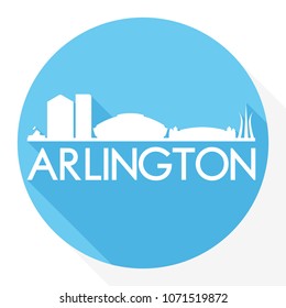Arlington Texas Flat Icon Skyline Silhouette Design City Vector Art Famous Buildings.