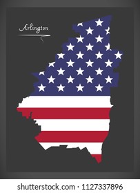 Arlington Texas map with American national flag illustration