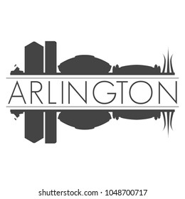 Arlington Texas Skyline Vector Art Mirror Silhouette Vector