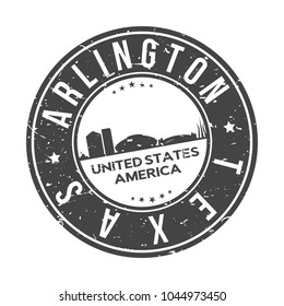 Arlington Texas USA Round Stamp Icon Skyline City Design Badge Rubber.