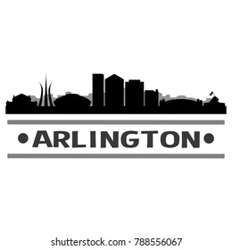 Arlington Texas USA Skyline Silhouette Stamp City Design Vector Art Template