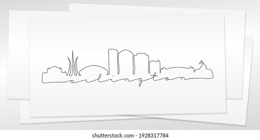 Arlington, TX, USA Doodle Skyline Hand Drawn. City One Line Art Illustration Landmark. Minimalistic Sketch Pen Background.