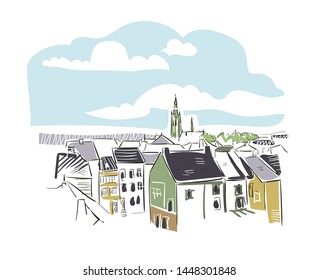 Arlon Belgium Europe vector sketch city illustration line art