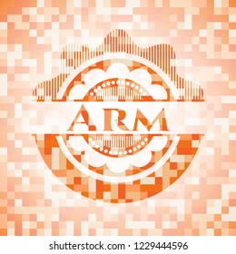 Arm abstract orange mosaic emblem