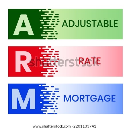 ARM - Adjustable Rate Mortgage. business concept background. vector illustration concept with keywords and icons. lettering illustration with icons for web banner, flyer, landing page, presentation