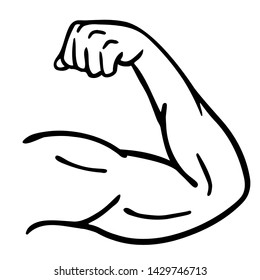 arm, bicep, strong hand icon cartoon hand drawn vector illustration sketch