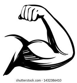 arm, bicep, strong hand icon cartoon hand drawn vector illustration sketch