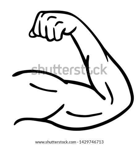 arm, bicep, strong hand icon cartoon hand drawn vector illustration sketch