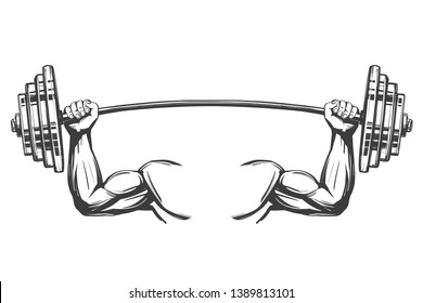 arm, bicep, strong hands holding a weight, icon cartoon hand drawn vector illustration sketch