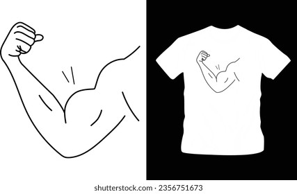 Arm with big muscles like bodybuilders vector doodle illustration isolated on white background t-shirt design editable template