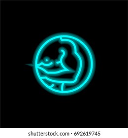 Arm blue glowing neon ui ux icon. Glowing sign logo vector