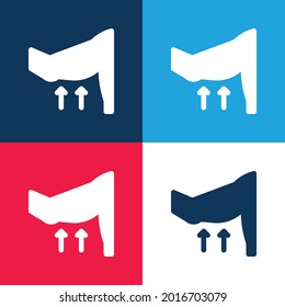 Arma azul y rojo cuatro colores conjunto de iconos mínimo