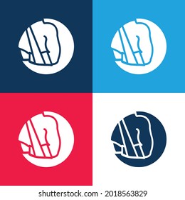 Arma azul y rojo cuatro colores conjunto de iconos mínimo