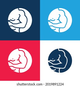 Arm blue and red four color minimal icon set