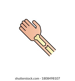 Arm, bone, break color gradient vector icon