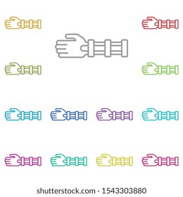 Arm, bone, break, stick, to tie multi color icon. Simple thin line, outline vector of bone injury icons for ui and ux, website or mobile application