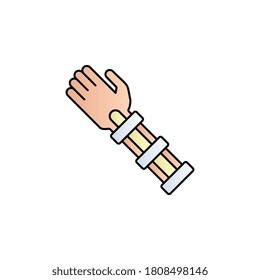 Arm, bone, break, stick, to tie color gradiente vector icono
