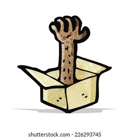 caricatura de brazo en caja